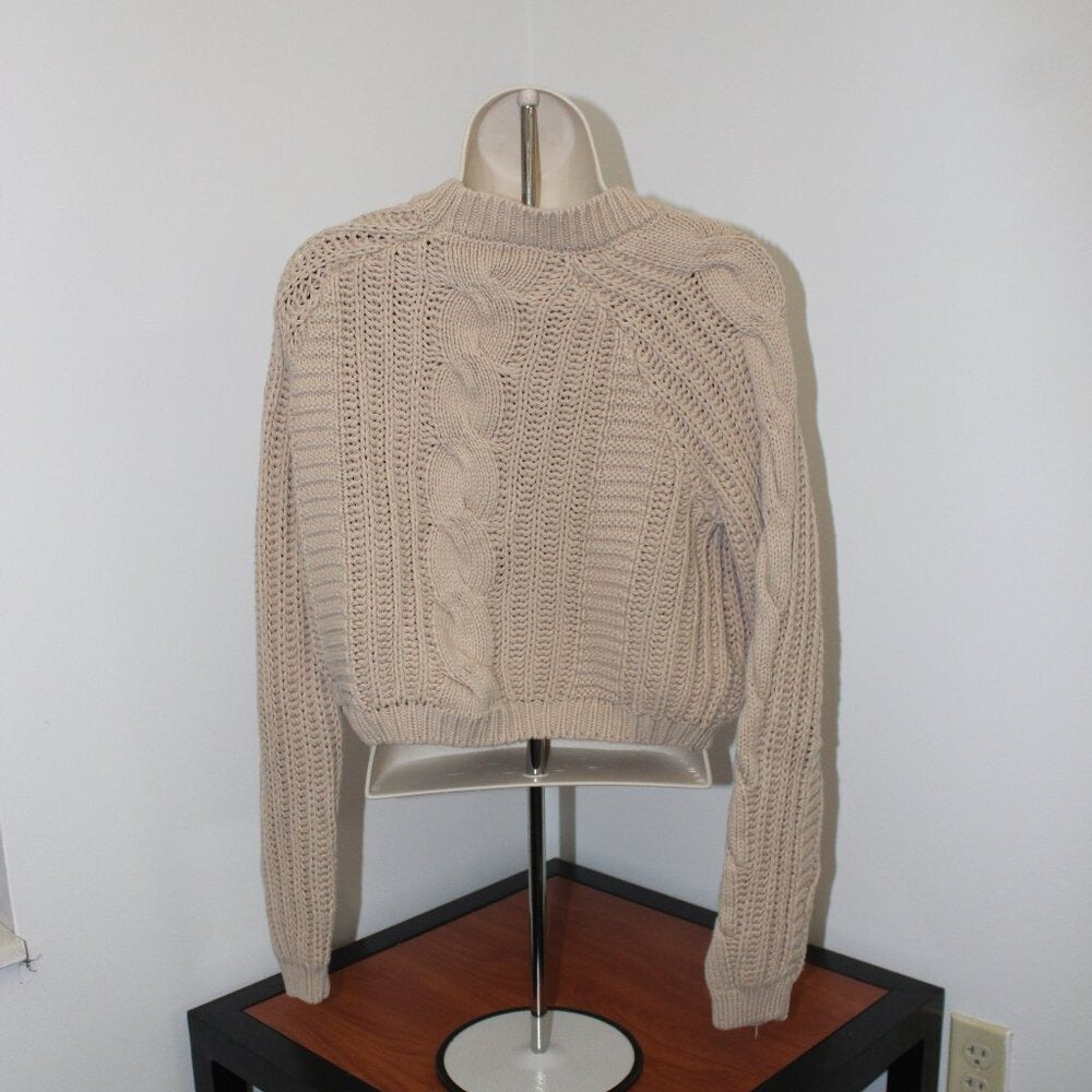 Urban Outfitters Lottie Moss Cropped Tan Cable Knit Sweater - Size S