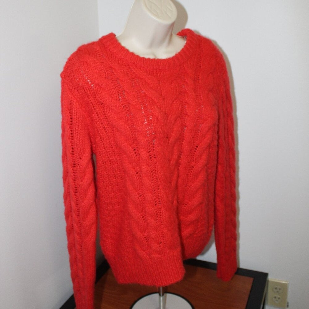 Mi Ami Francescas Collection Sweater Red Cable Knit Pullover Holiday - Size S