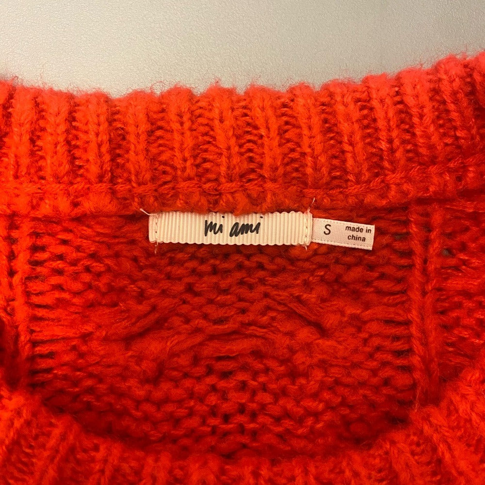 Mi Ami Francescas Collection Sweater Red Cable Knit Pullover Holiday - Size S