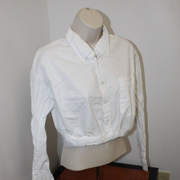 Kendall & Kylie White Button Up Crop Top - Size S