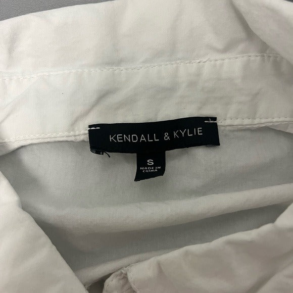 Kendall & Kylie White Button Up Crop Top - Size S