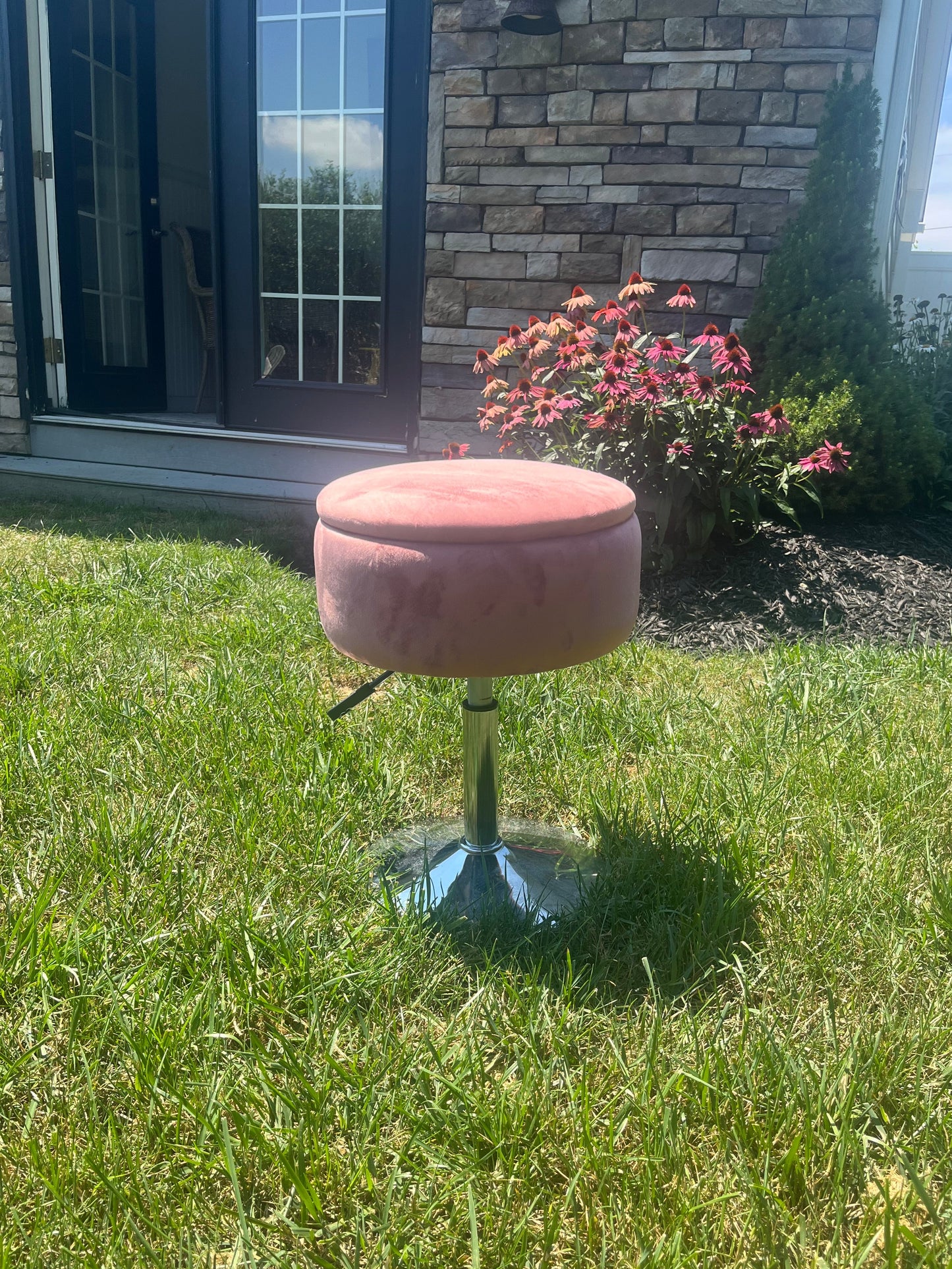 RUCKEN Adjustable Ottoman Stool Pink Vanity Stool Vanity Chair