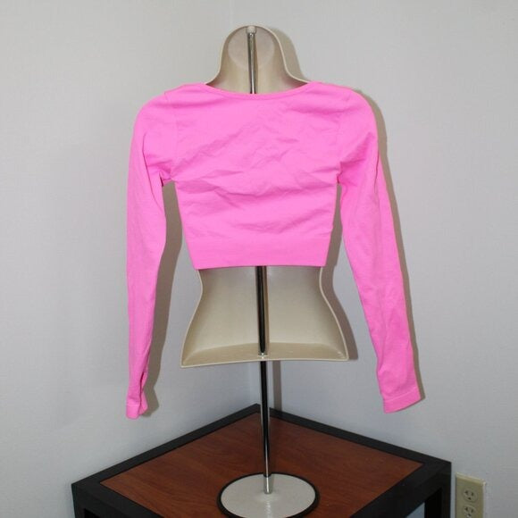 OQQ Long Sleeve Round Neck Crop Tops - Size M
