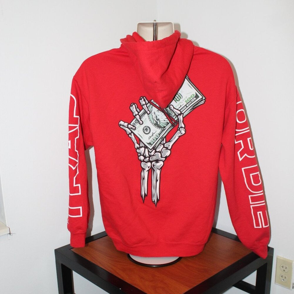 rue 21 Red Men's Hoodie Skeleton Hand - Size M