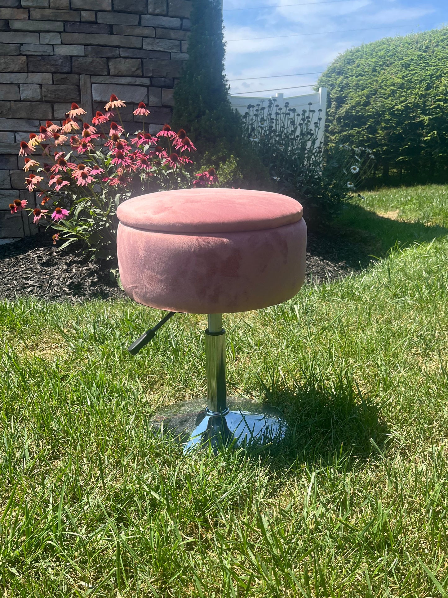 RUCKEN Adjustable Ottoman Stool Pink Vanity Stool Vanity Chair