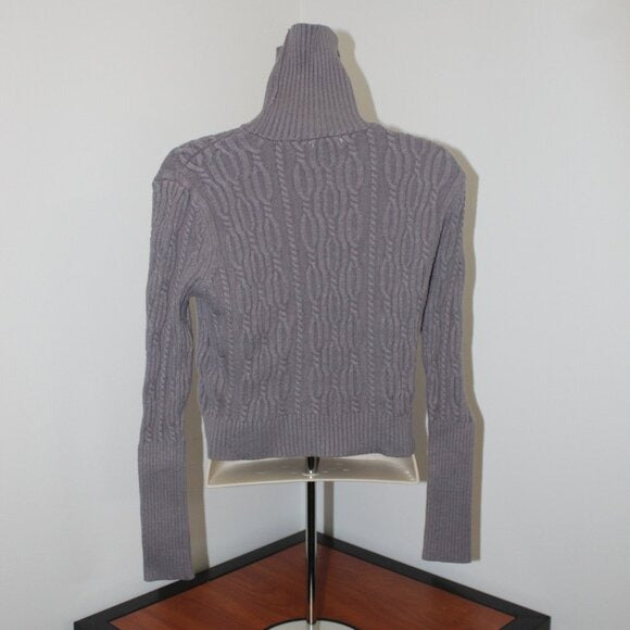 Mi Ami Francesca's Light Grey Turtleneck Cropped Sweater - Size S