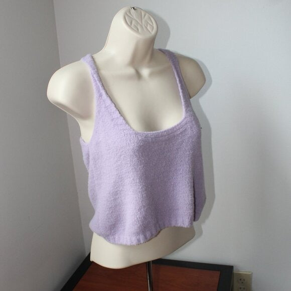 Soft-Textured Sleeveless Crop Sweater - Size S