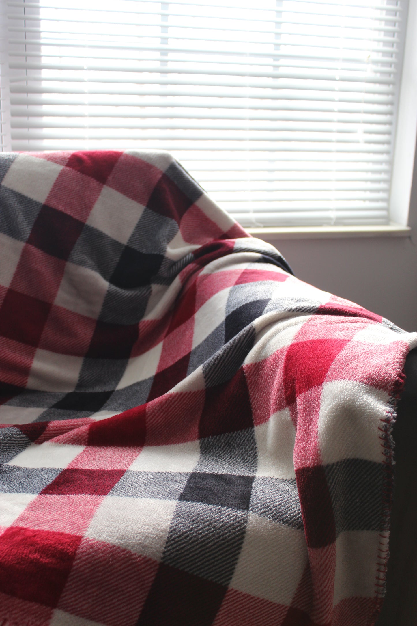 Black, Red, and White Checkered Blanket