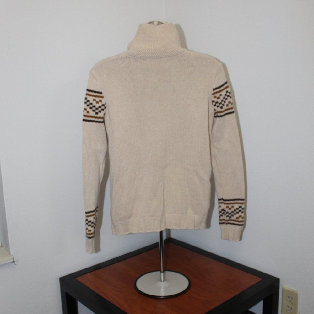 89 + Madison Jacquard Turn-Down Collar Zipper Cardigan - Size S