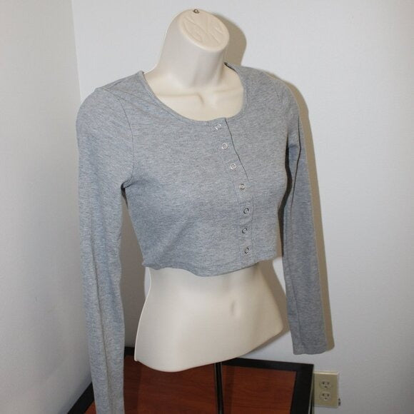 Shein Long Sleeve Round Neck Crop Top - Size XS