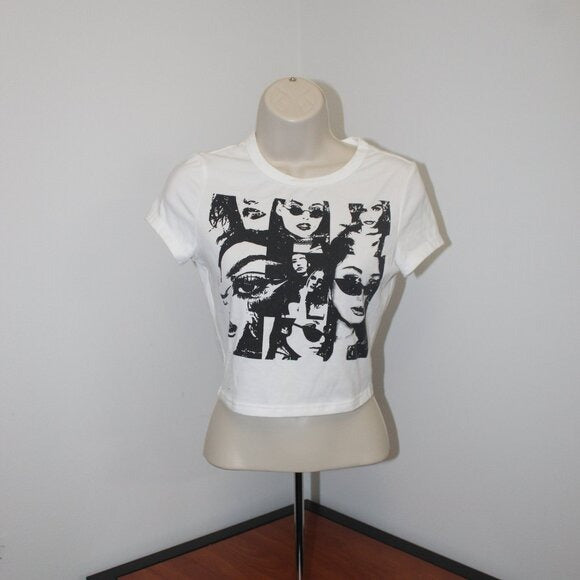 Shein ICON Figure Graphic Y2K Short Sleeve Crop Top - Size S