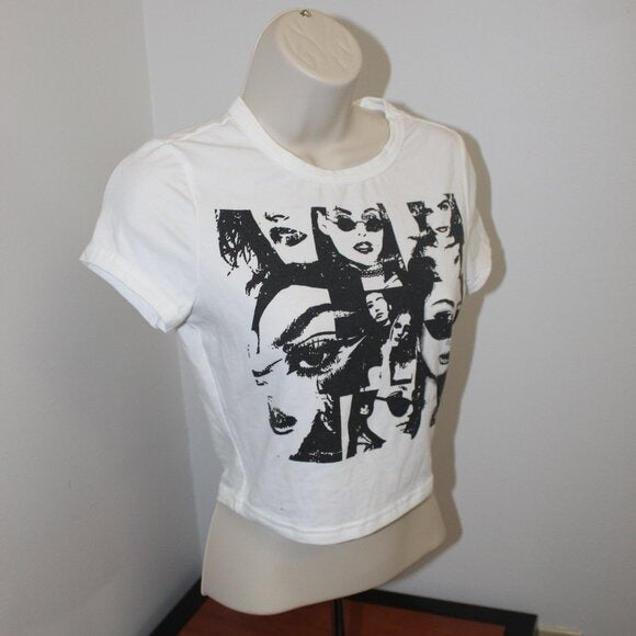 Shein ICON Figure Graphic Y2K Short Sleeve Crop Top - Size S
