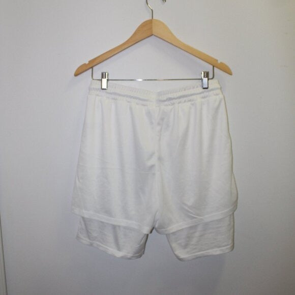 Manfinity LEGEND Letter & Cross Print Drawstring Double Layer Shorts - Size M