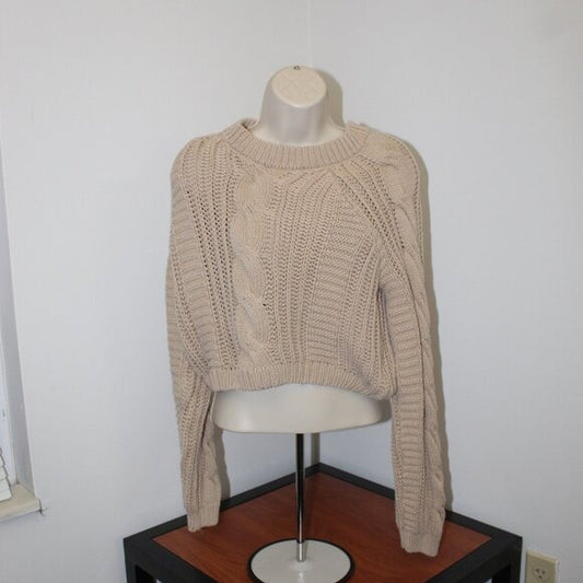 Urban Outfitters Lottie Moss Cropped Tan Cable Knit Sweater - Size S
