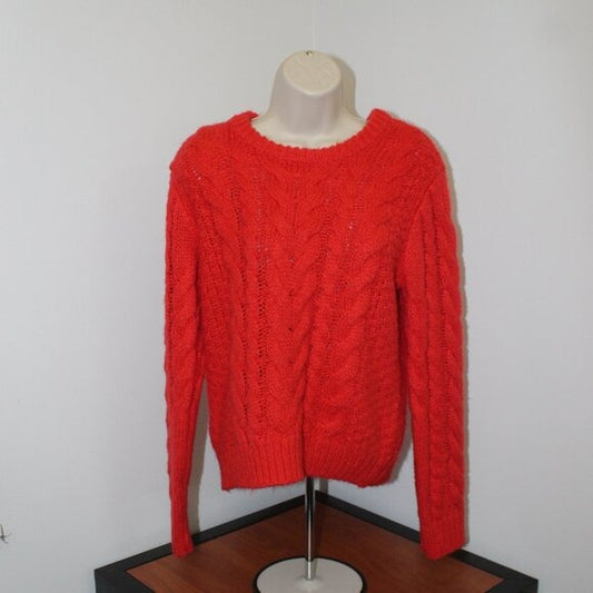 Mi Ami Francescas Collection Sweater Red Cable Knit Pullover Holiday - Size S