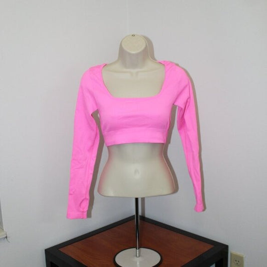 OQQ Long Sleeve Round Neck Crop Tops - Size M