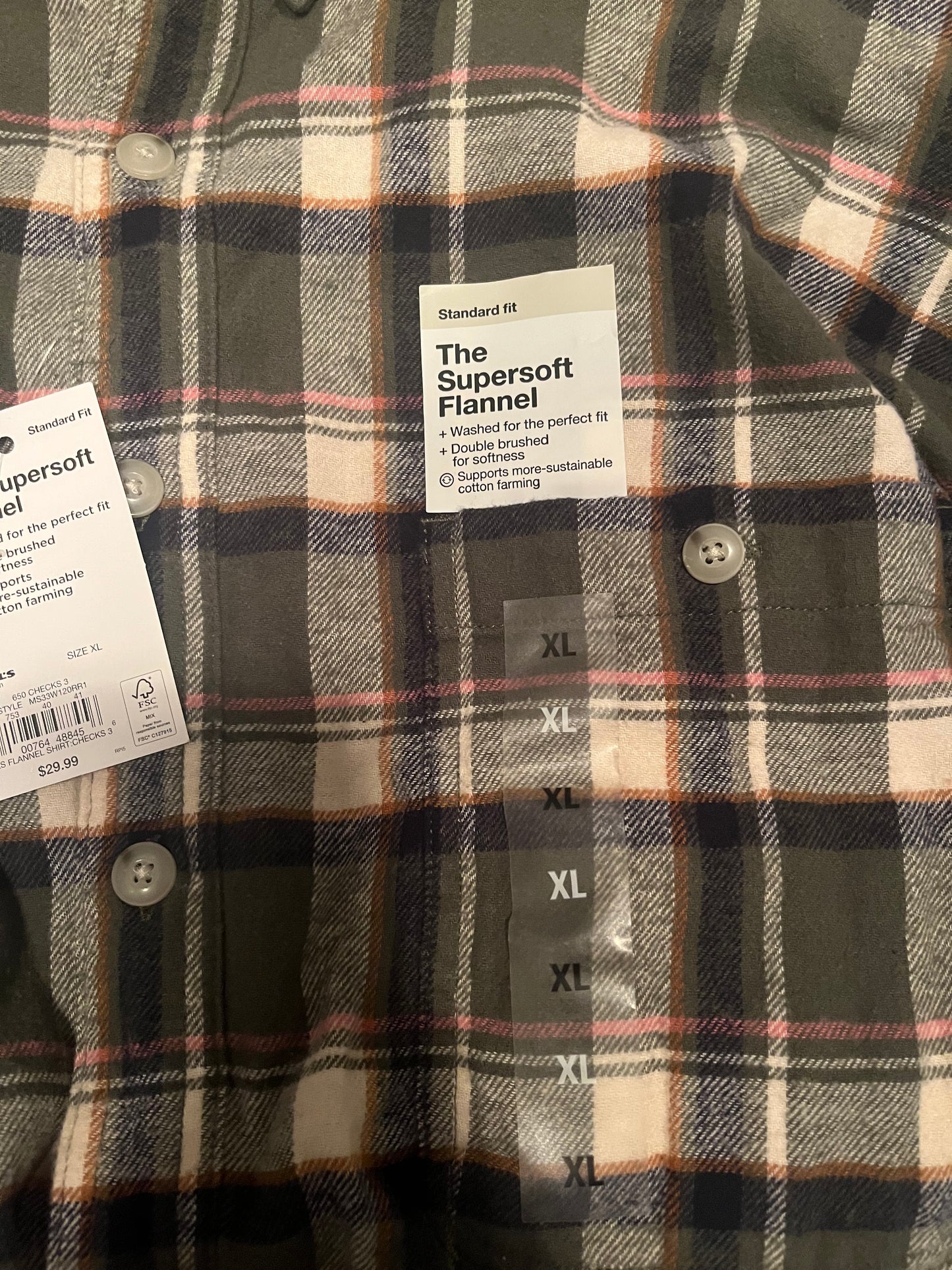 Sonoma Standard Fit the Supersoft Flannel - Size XL