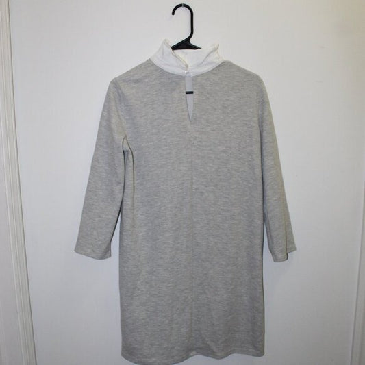 Zara Ivory Cream 3/4 Sleeve Mock Neck Thick Knit Lagenlook Dress - Size S