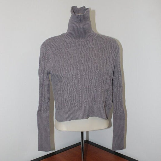 Mi Ami Francesca's Light Grey Turtleneck Cropped Sweater - Size S