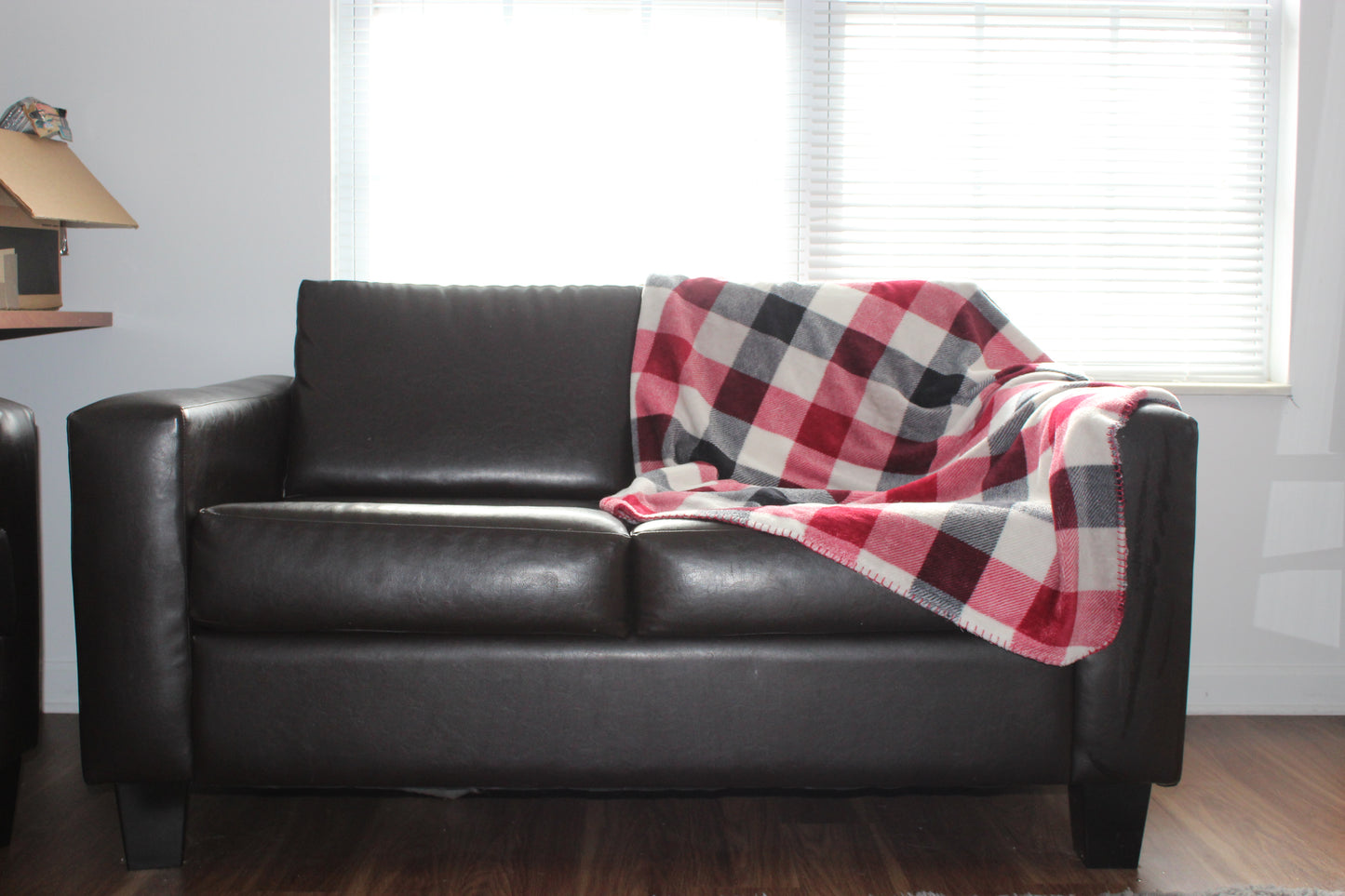 Black, Red, and White Checkered Blanket