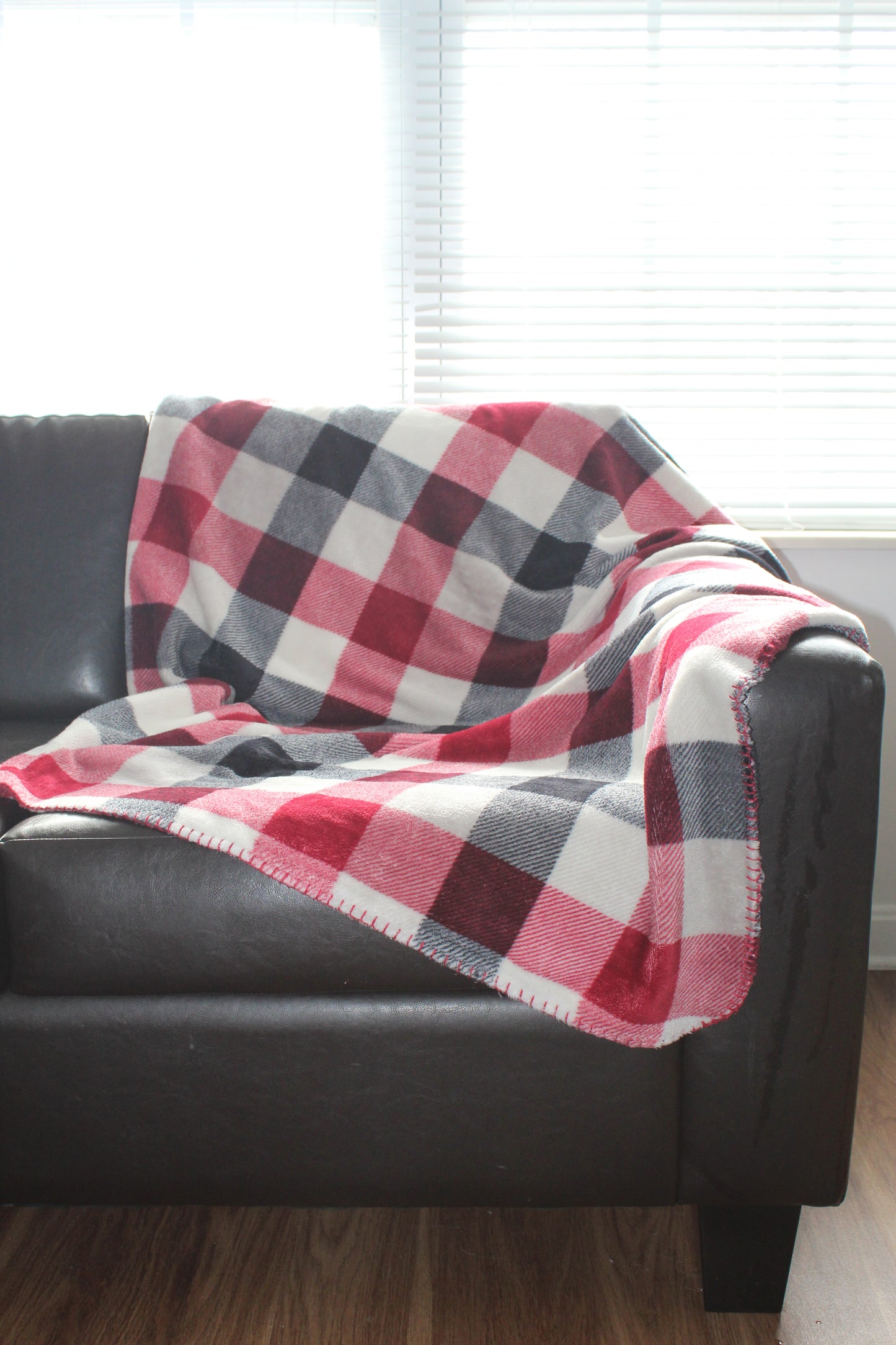Black, Red, and White Checkered Blanket