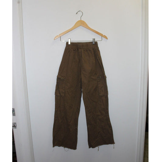 Women's Brown Wide Leg High Waisted Cargo Pants - Size US 2