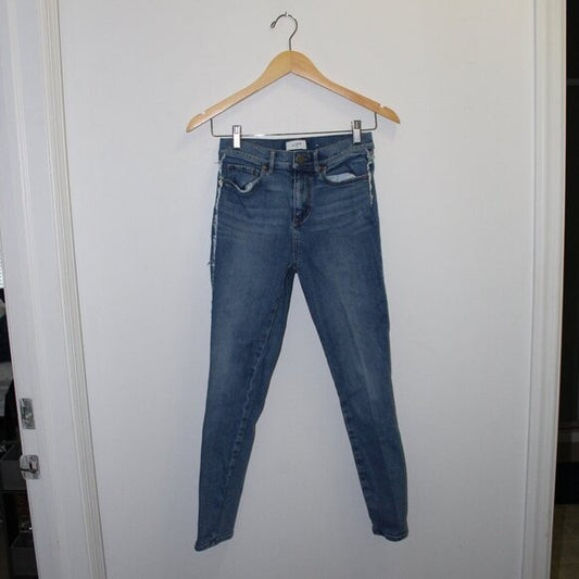 Loft Side Frayed High Rise Skinny Jeans - Size US 0