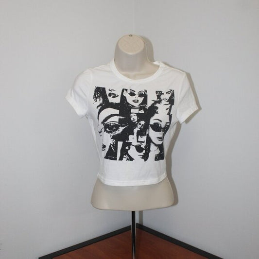 Shein ICON Figure Graphic Y2K Short Sleeve Crop Top - Size S